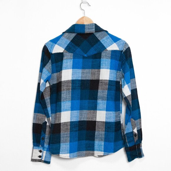 Topo Designs Womens Plaid Flannel Work Shirt Blue & White Size Small - Picture 2 of 12